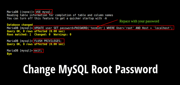Change MySQL Root Password