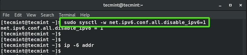 Disable IPv6 Address