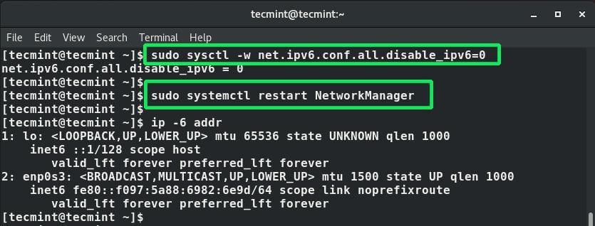 Enable IPv6 Address